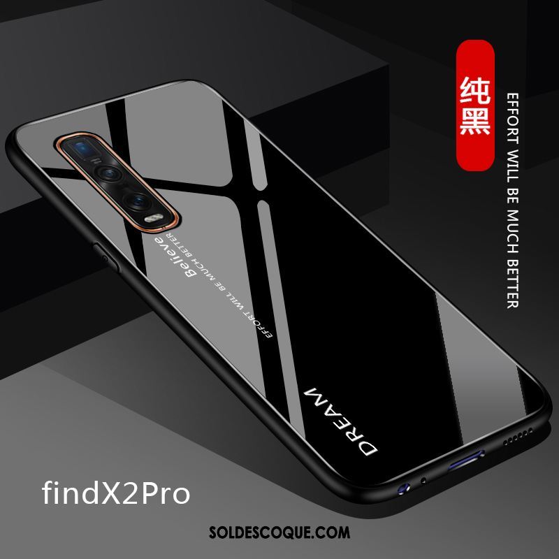 Coque Oppo Find X2 Pro Étui Verre Personnalisé Couleur Unie Fluide Doux Housse Soldes