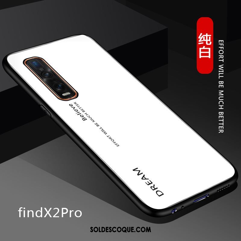 Coque Oppo Find X2 Pro Étui Verre Personnalisé Couleur Unie Fluide Doux Housse Soldes