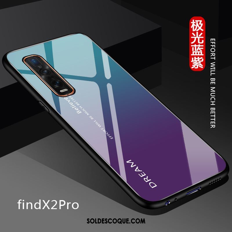 Coque Oppo Find X2 Pro Étui Verre Personnalisé Couleur Unie Fluide Doux Housse Soldes