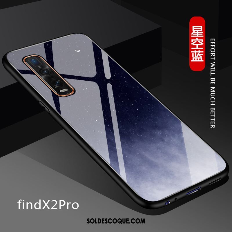 Coque Oppo Find X2 Pro Étui Verre Personnalisé Couleur Unie Fluide Doux Housse Soldes