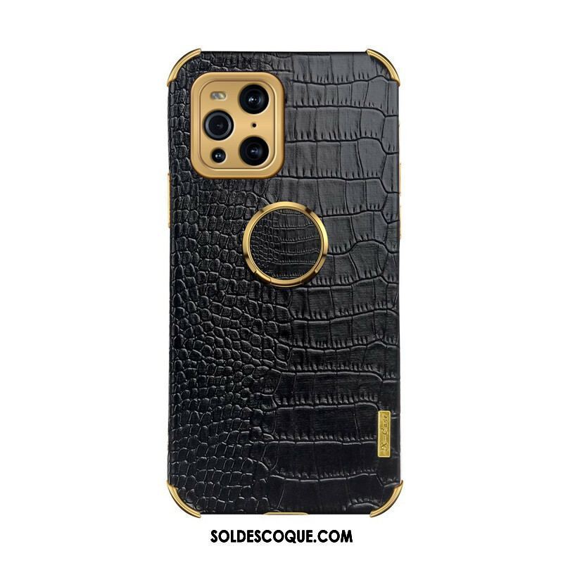 Coque Oppo Find X3 / X3 Pro X-CASE Effet Peau Crocodile