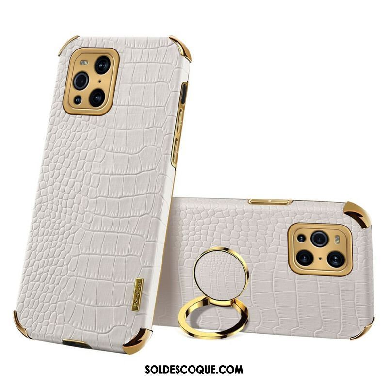 Coque Oppo Find X3 / X3 Pro X-CASE Effet Peau Crocodile