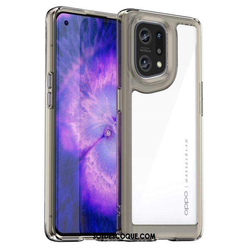 Coque Oppo Find X5 Hybride Rebords Colorés Transparents