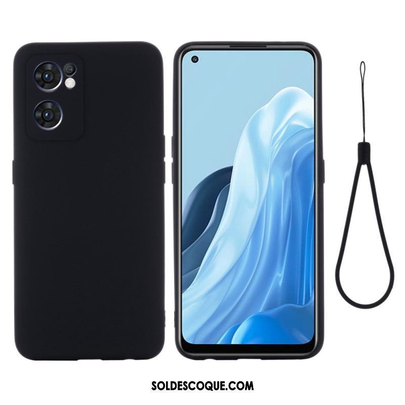 Coque Oppo Find X5 Lite 5G Silicone Liquide avec Lanière