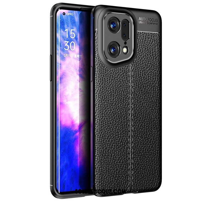 Coque Oppo Find X5 Pro Effet Cuir Litchi Double Line