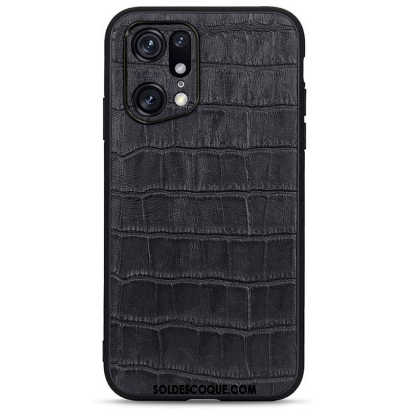 Coque Oppo Find X5 Pro Véritable Cuir Texture Crocodile