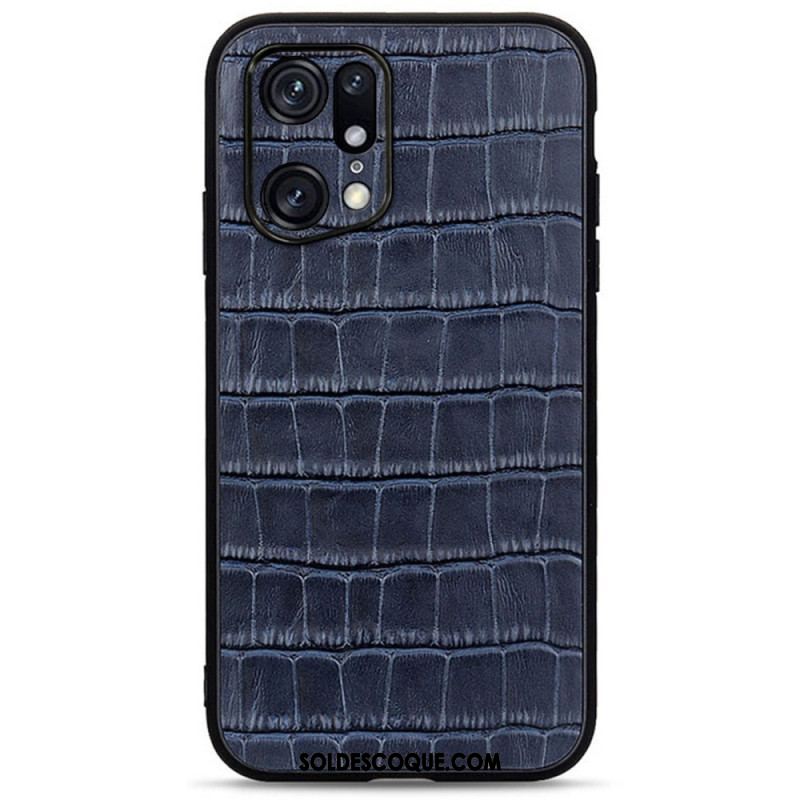 Coque Oppo Find X5 Pro Véritable Cuir Texture Crocodile