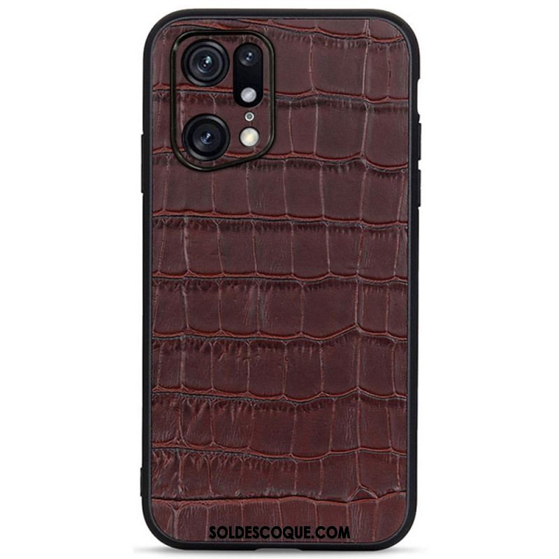 Coque Oppo Find X5 Pro Véritable Cuir Texture Crocodile