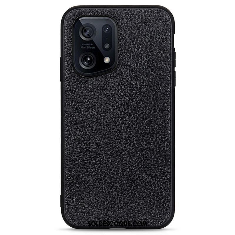 Coque Oppo Find X5 Véritable Cuir Litchi