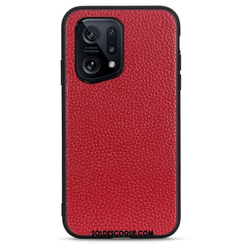 Coque Oppo Find X5 Véritable Cuir Litchi