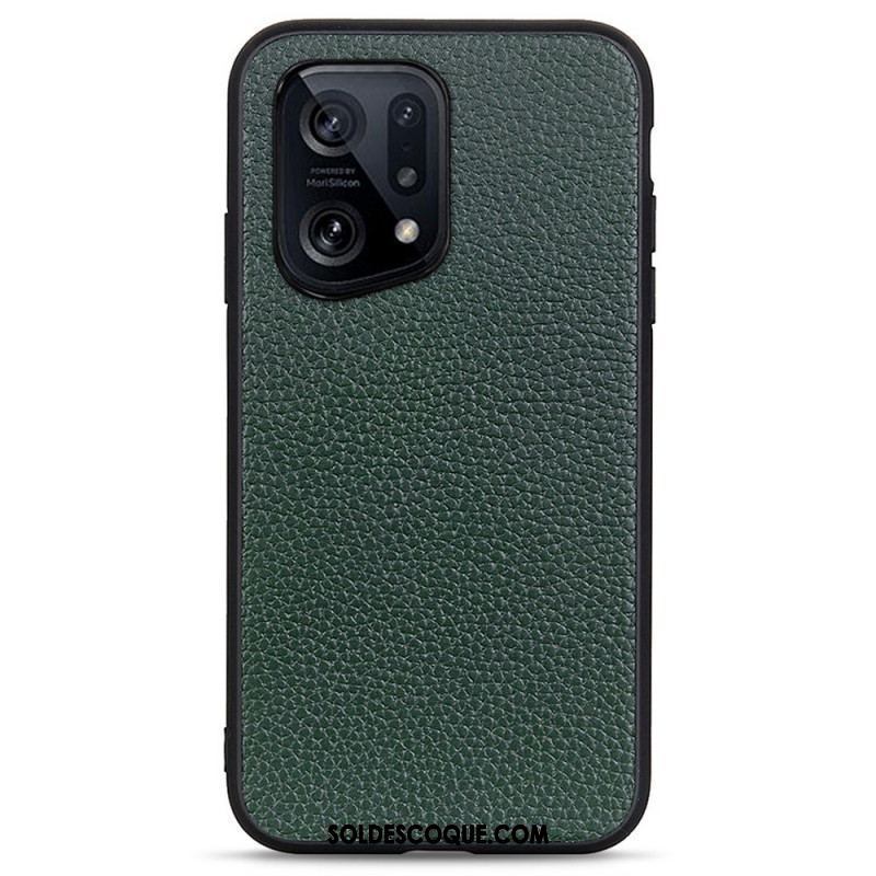 Coque Oppo Find X5 Véritable Cuir Litchi