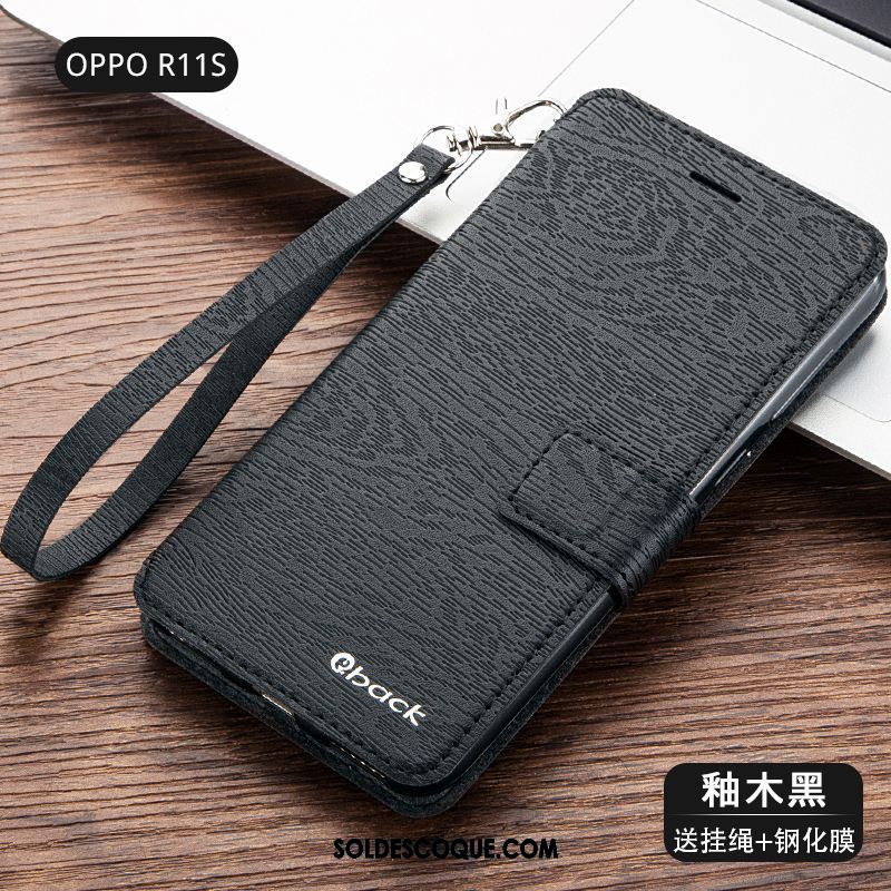 Coque Oppo R11s Bleu Marin Téléphone Portable Protection Étui En Cuir Incassable Soldes