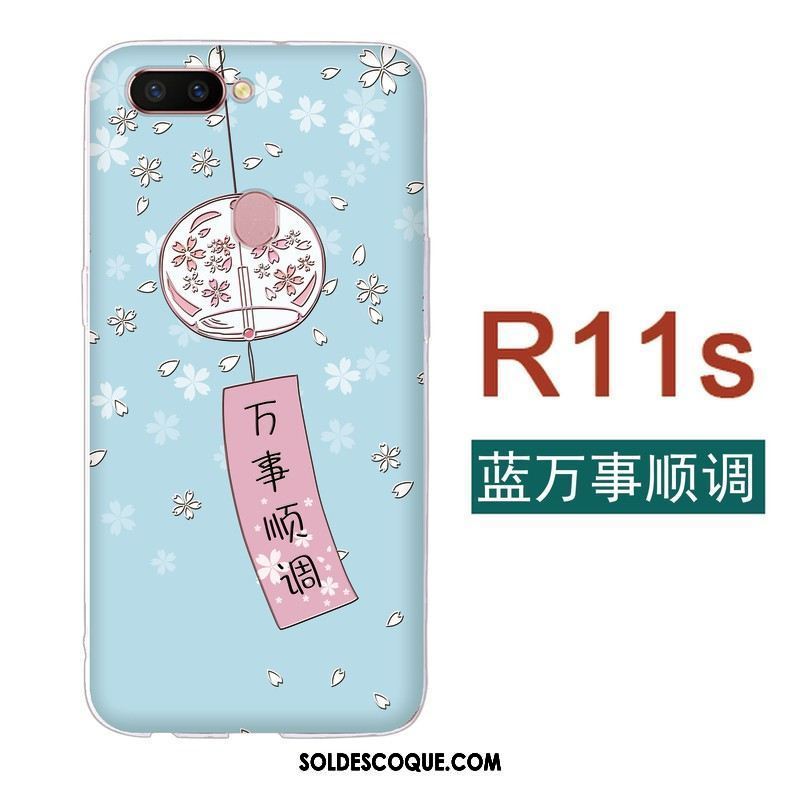 Coque Oppo R11s Fluide Doux Bleu Frais Téléphone Portable Art Soldes