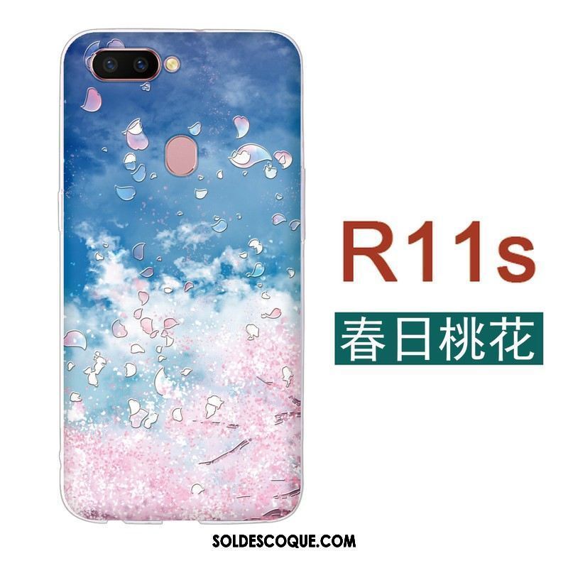 Coque Oppo R11s Fluide Doux Bleu Frais Téléphone Portable Art Soldes