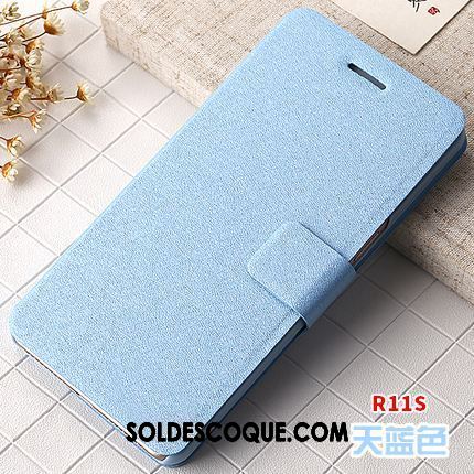 Coque Oppo R11s Téléphone Portable Incassable Étui En Cuir Bleu Protection En Vente