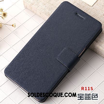 Coque Oppo R11s Téléphone Portable Incassable Étui En Cuir Bleu Protection En Vente