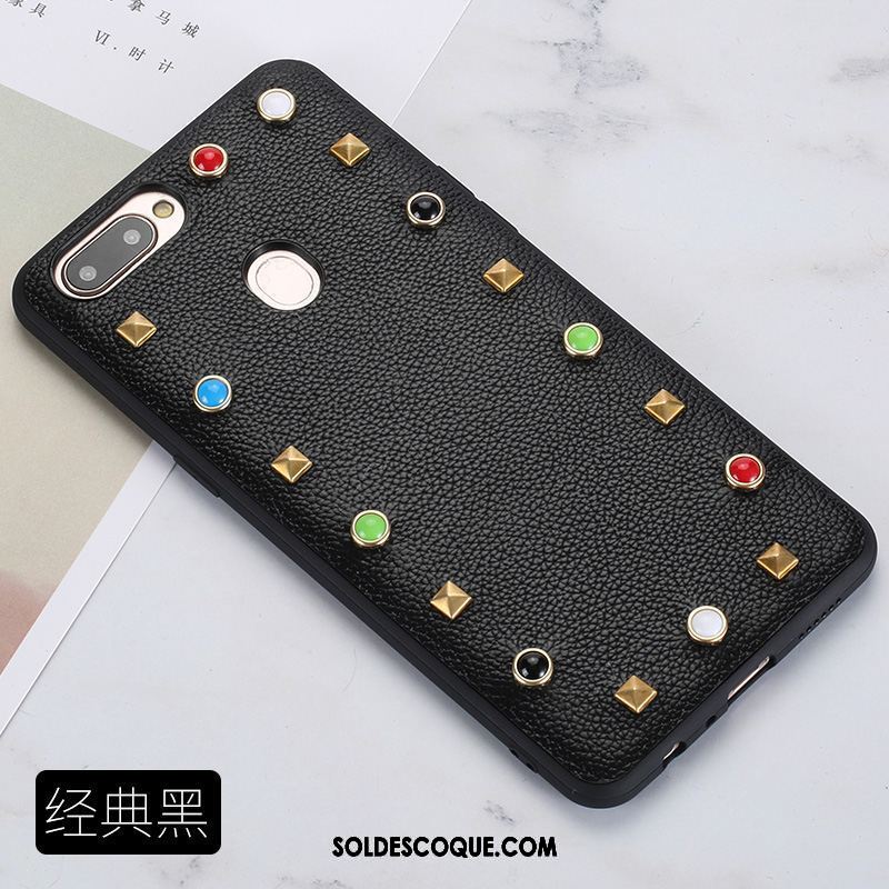 Coque Oppo R11s Téléphone Portable Simple Étui En Cuir Noir Tout Compris Housse Pas Cher