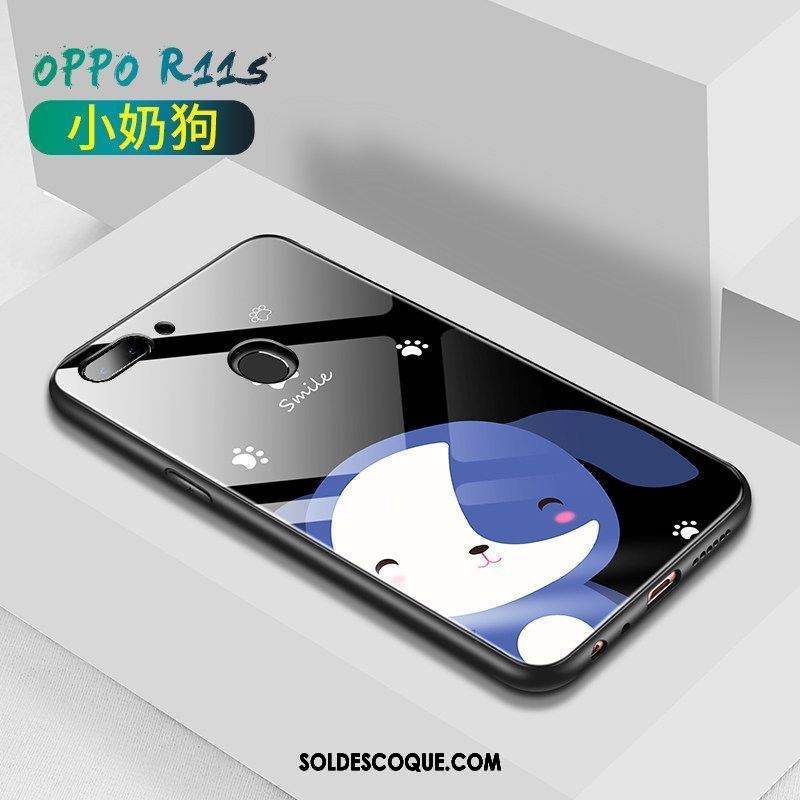 Coque Oppo R11s Téléphone Portable Verre Dessin Animé Amoureux Silicone Pas Cher