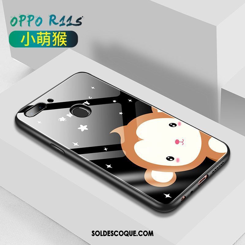 Coque Oppo R11s Téléphone Portable Verre Dessin Animé Amoureux Silicone Pas Cher