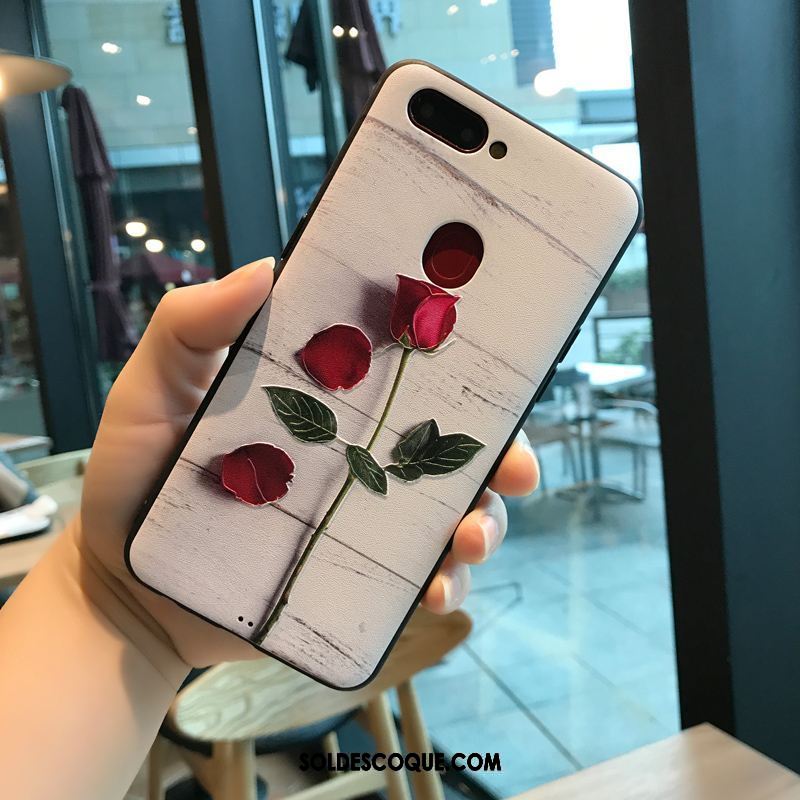 Coque Oppo R11s Vintage Gaufrage Noir Étui Fleur Pas Cher