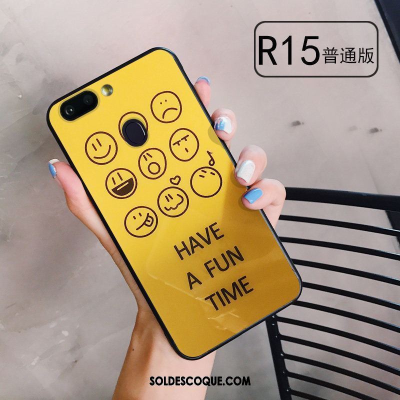 Coque Oppo R15 Charmant Personnalité Difficile Jaune Dessin Animé Pas Cher