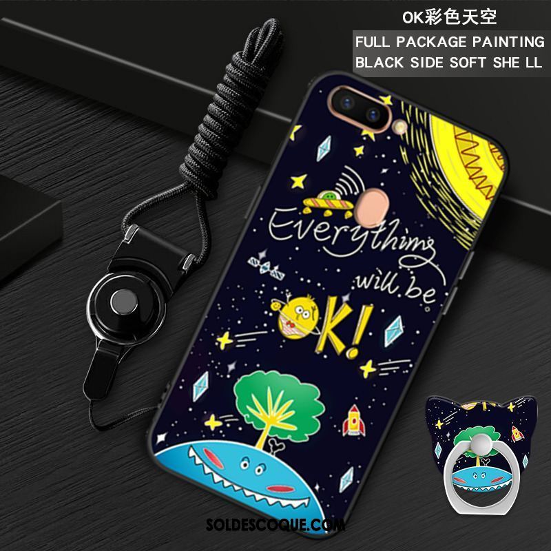 Coque Oppo R15 Cou Suspendu Noir Dessin Animé Téléphone Portable Ornements Suspendus Pas Cher