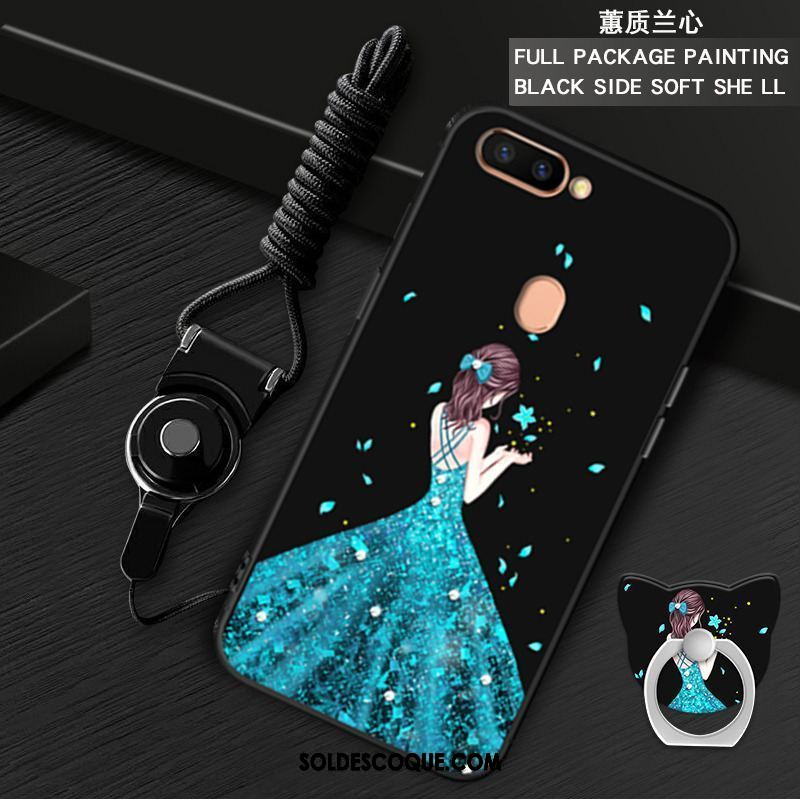 Coque Oppo R15 Cou Suspendu Noir Dessin Animé Téléphone Portable Ornements Suspendus Pas Cher