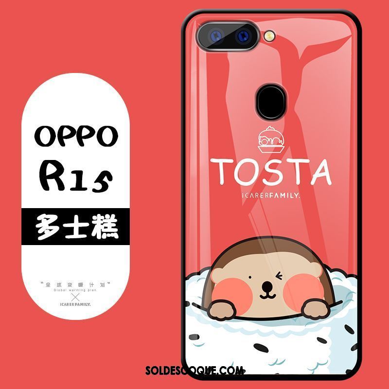 Coque Oppo R15 Dessin Animé Verre Étui Jaune Téléphone Portable Housse En Vente