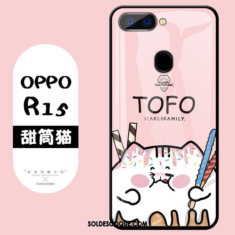 Coque Oppo R15 Dessin Animé Verre Étui Jaune Téléphone Portable Housse En Vente