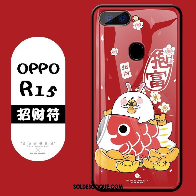 Coque Oppo R15 Dessin Animé Verre Étui Jaune Téléphone Portable Housse En Vente