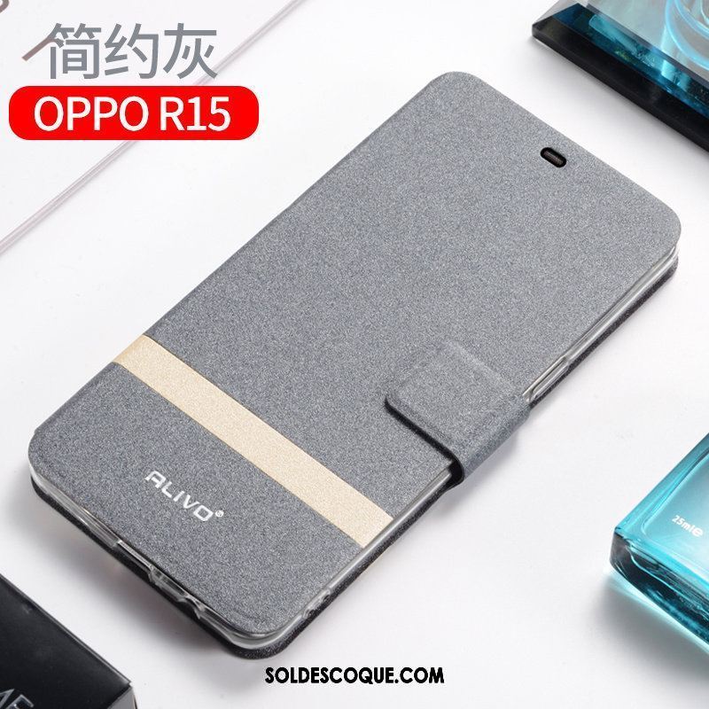 Coque Oppo R15 Gris Protection Silicone Clamshell Étui En Cuir Pas Cher