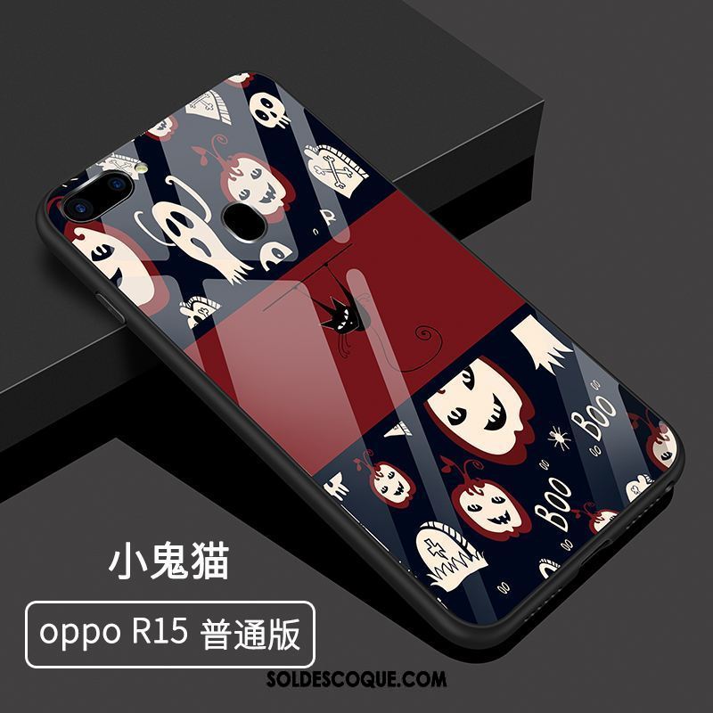 Coque Oppo R15 Marque De Tendance Verre Net Rouge Étui Téléphone Portable Pas Cher