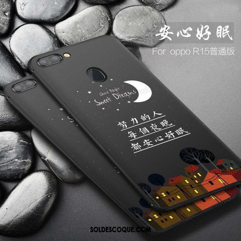 Coque Oppo R15 Personnalité Noir Étui Tout Compris Silicone En Ligne