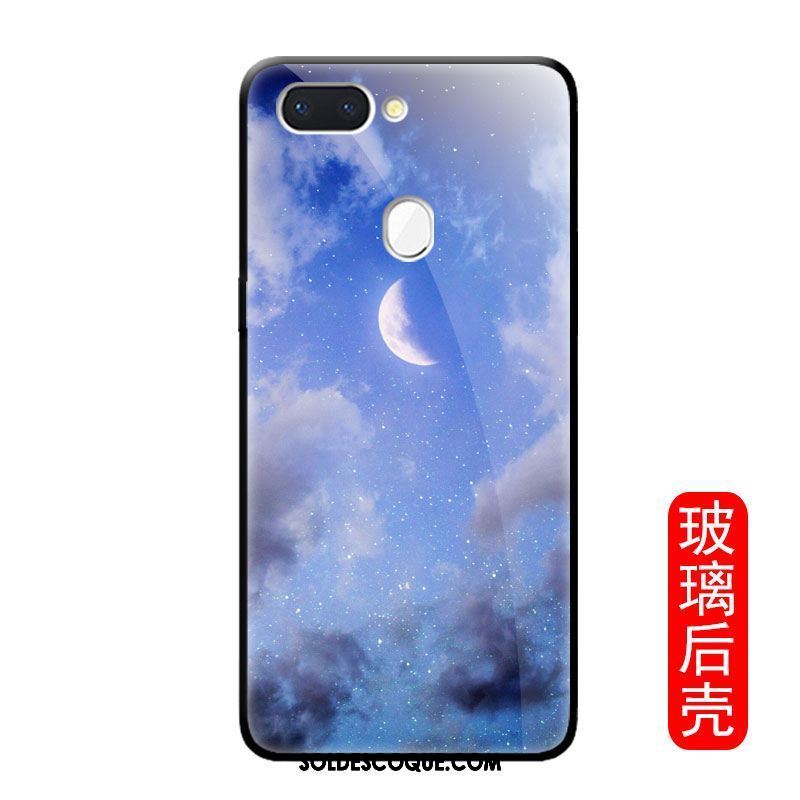 Coque Oppo R15 Pro Bleu Personnalité Simple Verre Téléphone Portable En Ligne