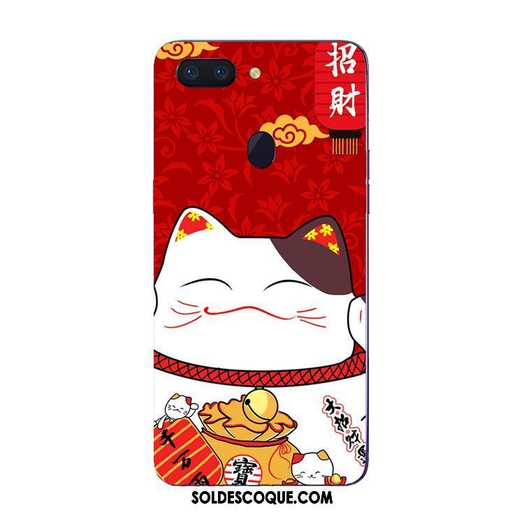 Coque Oppo R15 Pro Fluide Doux Chat Étui Protection Rouge Pas Cher