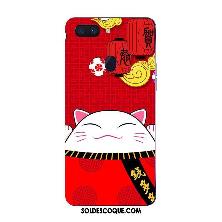 Coque Oppo R15 Pro Fluide Doux Chat Étui Protection Rouge Pas Cher