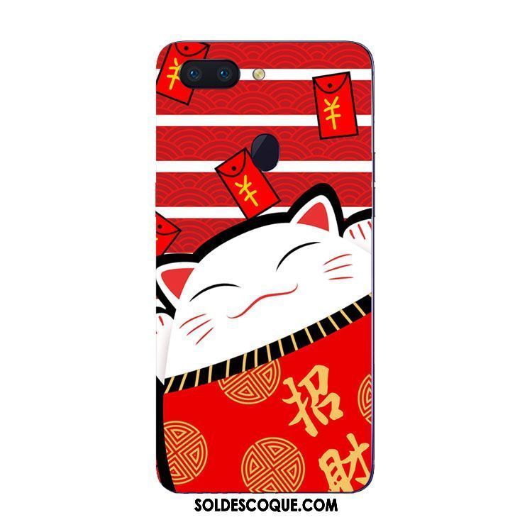 Coque Oppo R15 Pro Fluide Doux Chat Étui Protection Rouge Pas Cher