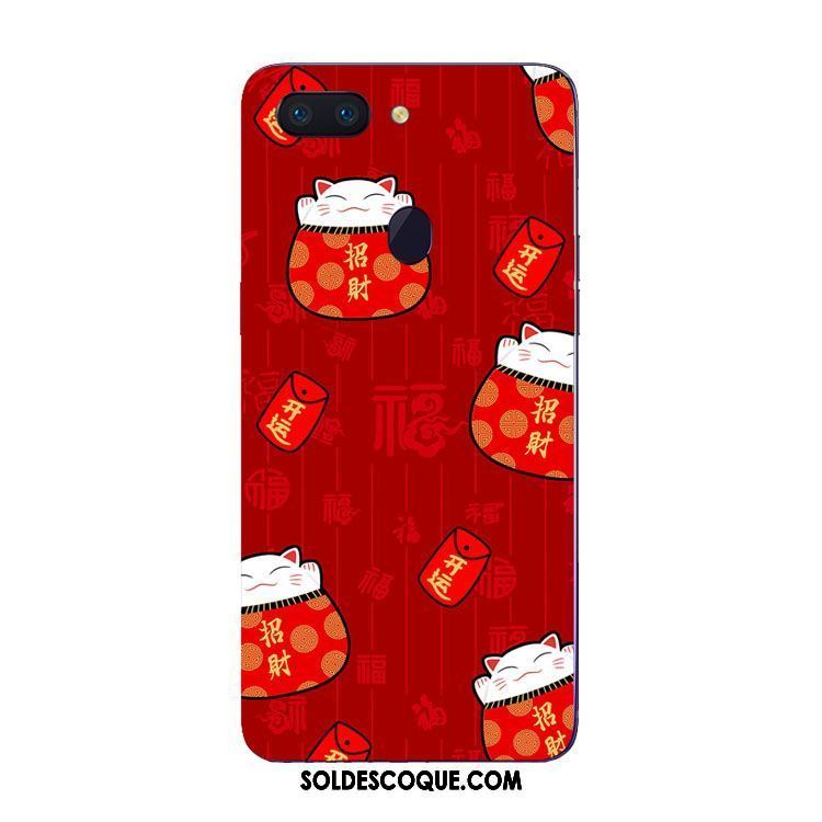 Coque Oppo R15 Pro Fluide Doux Chat Étui Protection Rouge Pas Cher