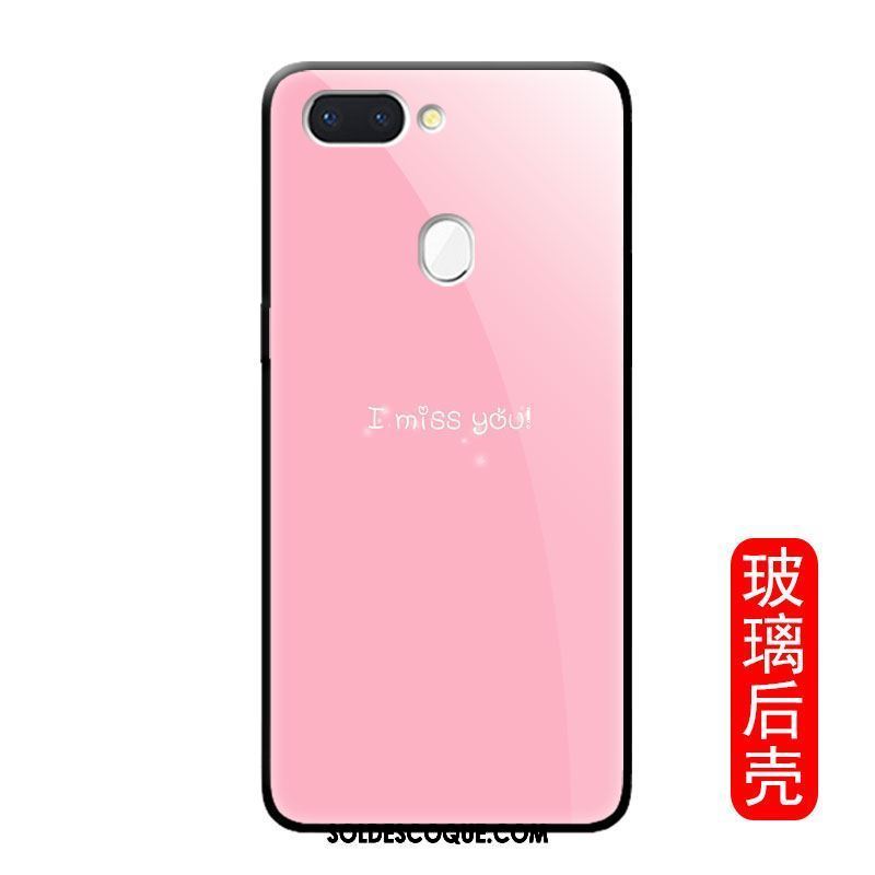 Coque Oppo R15 Pro Téléphone Portable Couvercle Arrière Net Rouge Amoureux Verre Pas Cher