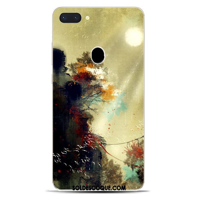 Coque Oppo R15 Téléphone Portable Style Chinois Créatif Bleu Encre Soldes