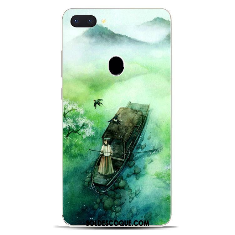 Coque Oppo R15 Téléphone Portable Style Chinois Créatif Bleu Encre Soldes