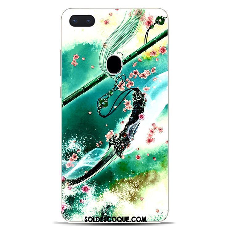 Coque Oppo R15 Téléphone Portable Style Chinois Créatif Bleu Encre Soldes