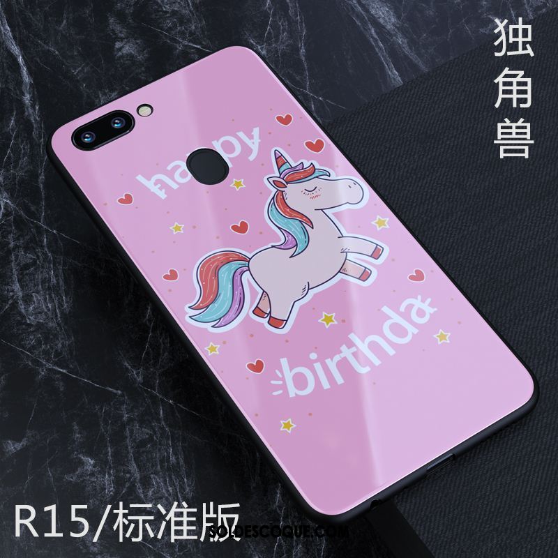 Coque Oppo R15 Téléphone Portable Étui Fluide Doux Tendance Verre Pas Cher