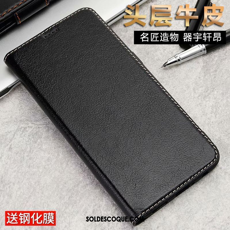 Coque Oppo R17 Cuir Véritable Téléphone Portable Étui En Cuir Noir En Vente