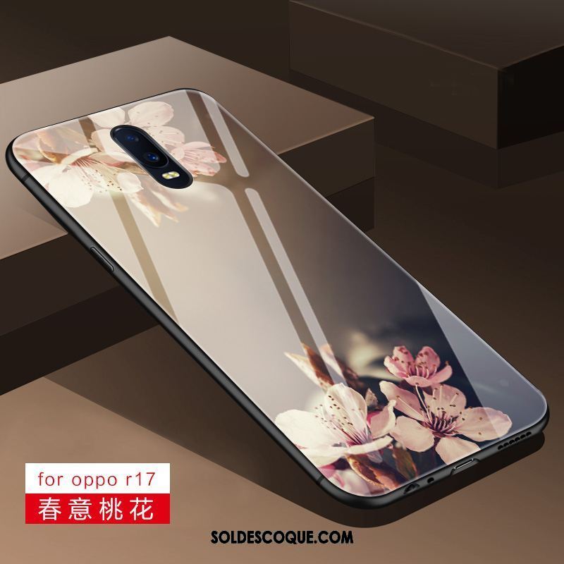 Coque Oppo R17 Délavé En Daim Étui Fluide Doux Verre Téléphone Portable Pas Cher