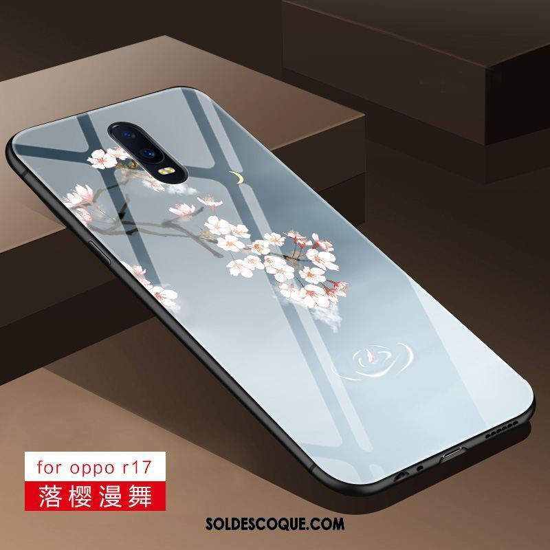 Coque Oppo R17 Délavé En Daim Étui Fluide Doux Verre Téléphone Portable Pas Cher