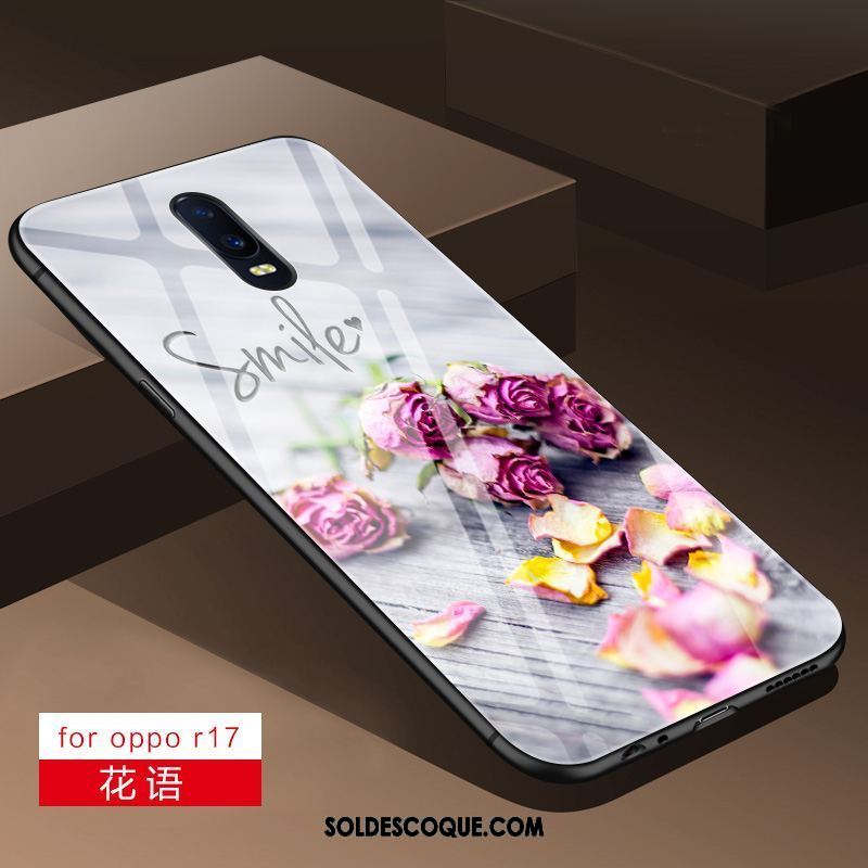 Coque Oppo R17 Délavé En Daim Étui Fluide Doux Verre Téléphone Portable Pas Cher