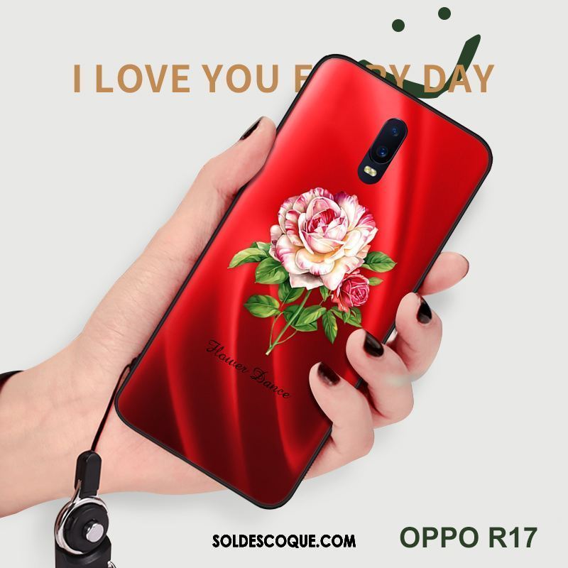 Coque Oppo R17 Fluide Doux Étui Rouge Net Rouge Incassable Pas Cher