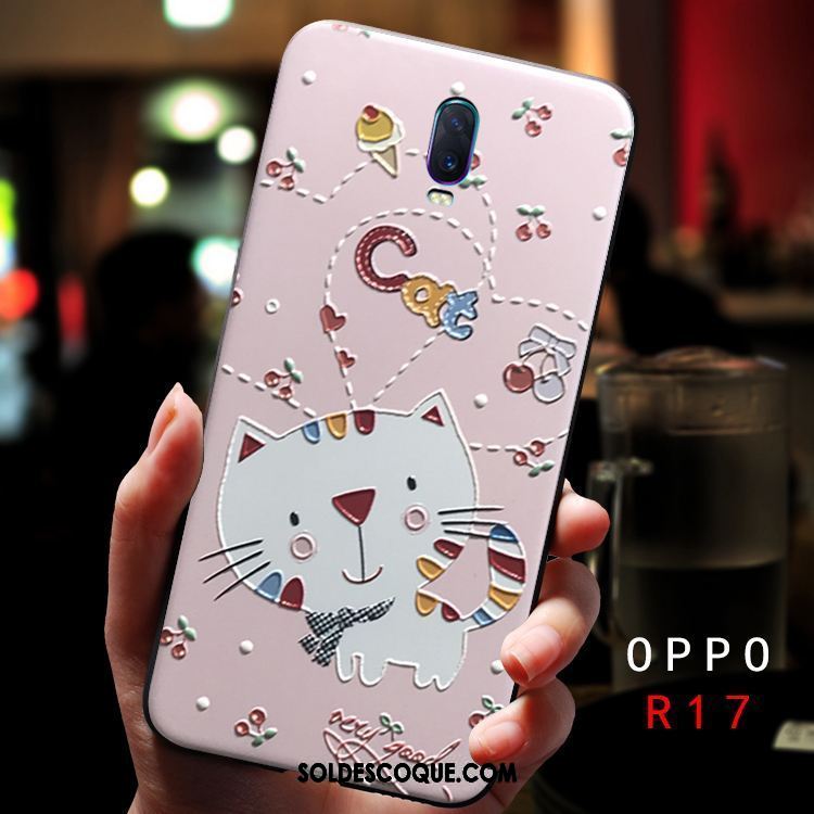 Coque Oppo R17 Gaufrage Animal Difficile Charmant Silicone Pas Cher