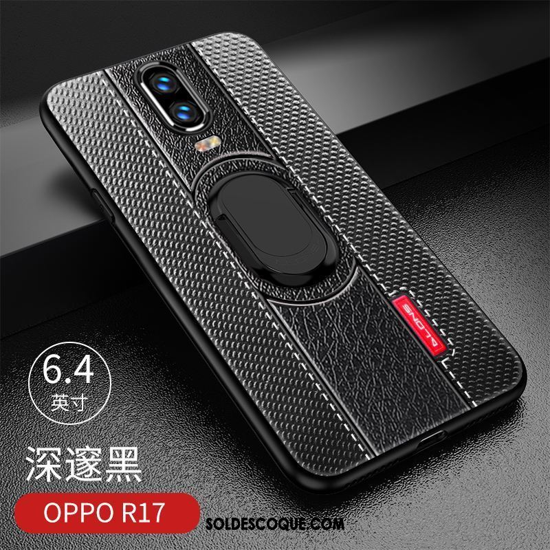 Coque Oppo R17 Incassable Bleu Support Délavé En Daim Modèle Fleurie Pas Cher